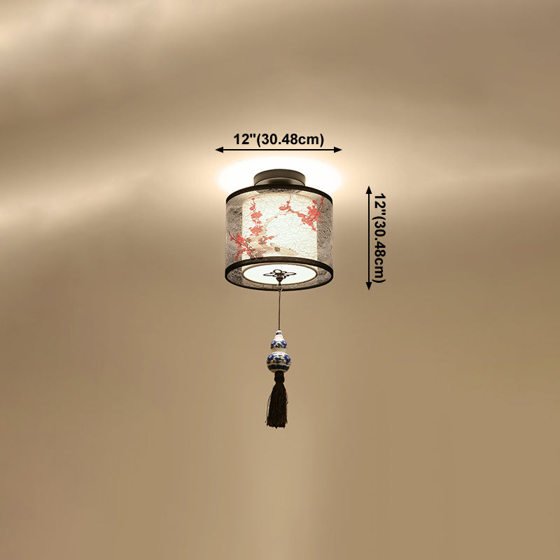 Unterputz-Deckenleuchten im chinesischen Stil, Stoffschirm-Beleuchtungskörper für Foyer-Schlafzimmer