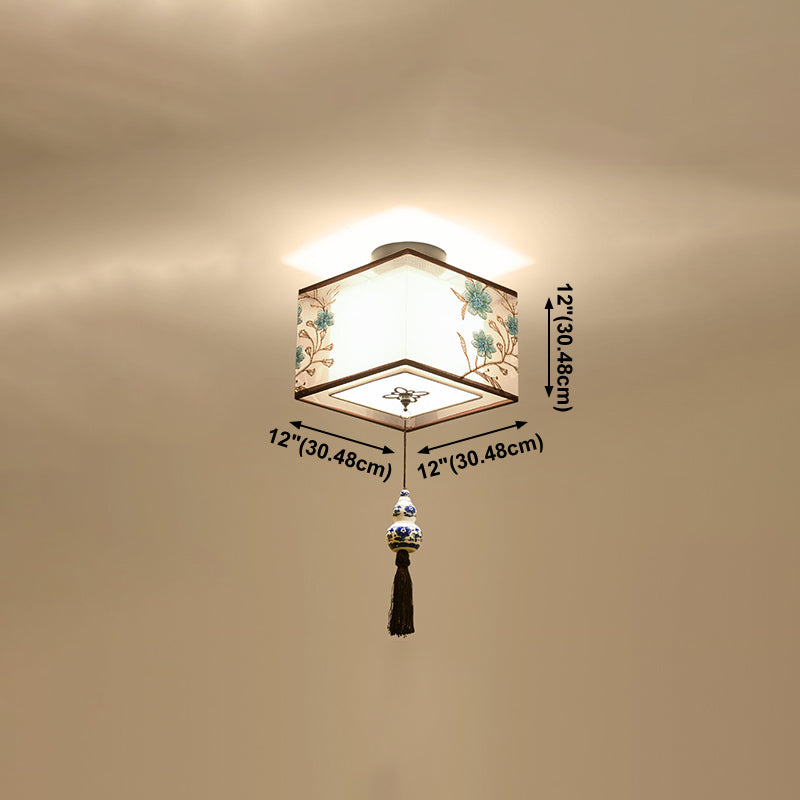 Unterputz-Deckenleuchten im chinesischen Stil, Stoffschirm-Beleuchtungskörper für Foyer-Schlafzimmer