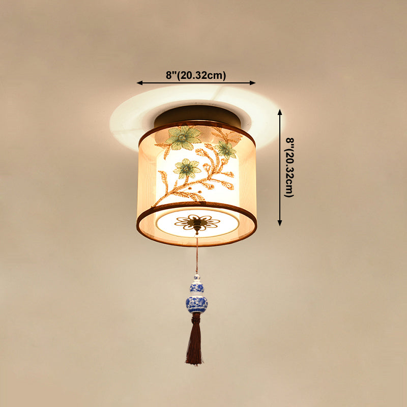 Plafonnier de Style chinois, abat-jour en tissu, lampe encastrée pour salon et salon