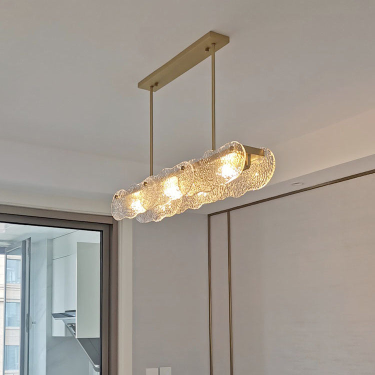 Accesorio de iluminación colgante sombreado Simplicidad Cenina de vidrio Luz de techo de la isla en oro