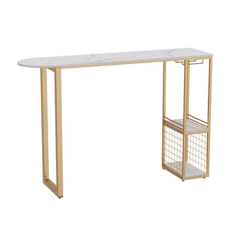 Tavolo da cocktail bar top in pietra tavolo da stoccaggio in metallo in metallo da 42 pollici