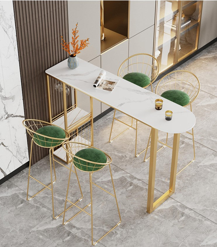 Tavolo da cocktail bar top in pietra tavolo da stoccaggio in metallo in metallo da 42 pollici