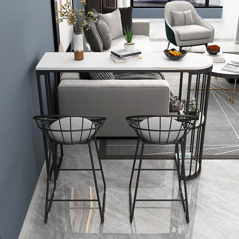 Glam Style Storage Bar Table Gold Frame 42 Inch Height Table for Restaurant