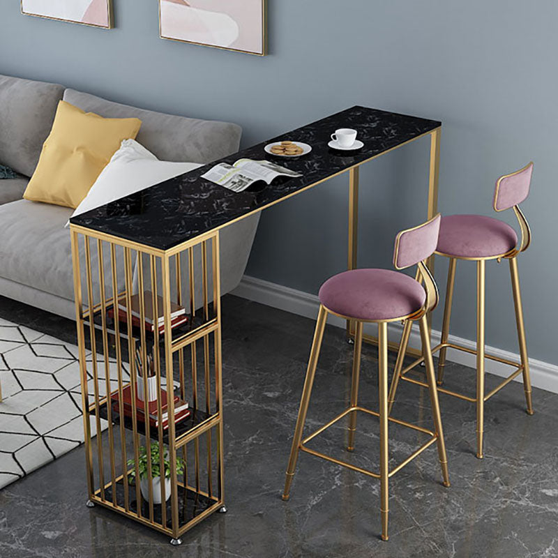 Glam Style Rectangle Counter Table Marble Top 42-inch Height Table for Living Room