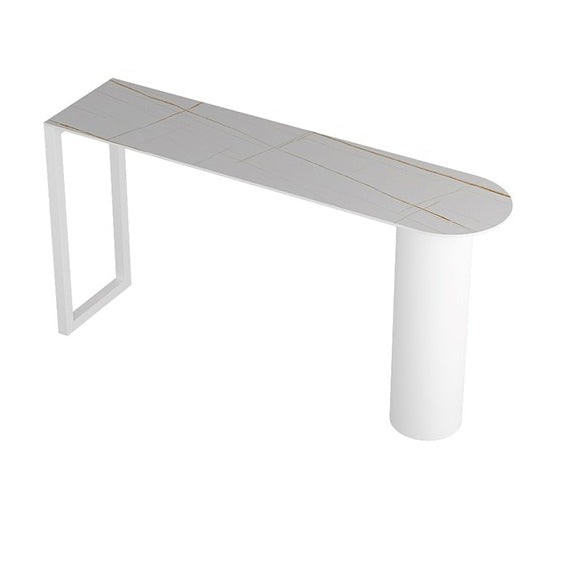 Cafe and Break-room Bistro Accent Dining Table Modern Stone Double Pedestal Counter Table