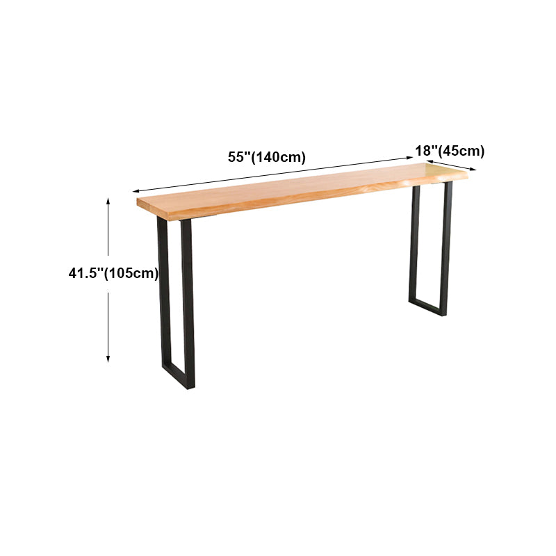 Contemporary Rectangle Bar Dining Table Wood Bar Height Table with Sled Base