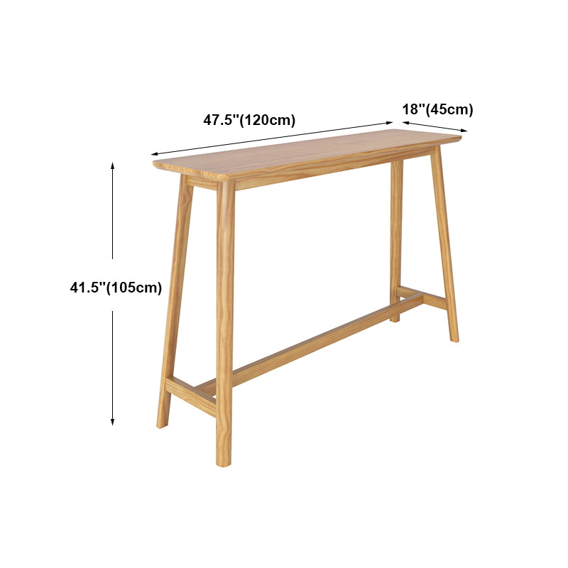 Modern Rectangle Bar Dining Table Wood Bar Height Table with Trestle Base in Brown