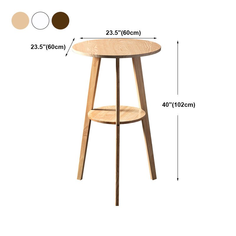 Contemporary Round Bar Dining Table Wood Bar Height Table with Shelves
