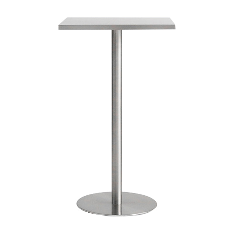 Mesa de comedor de barra contemporánea Mesa de cóctel de altura de barra de acero con base de pedestal en plata