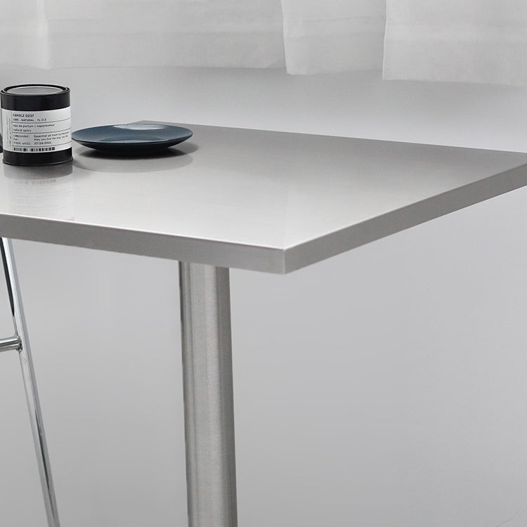 Mesa de comedor de barra contemporánea Mesa de cóctel de altura de barra de acero con base de pedestal en plata