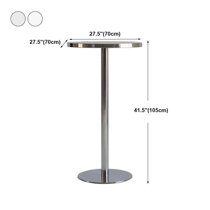 Mesa de comedor de barra contemporánea Mesa de cóctel de altura de barra de acero con base de pedestal en plata