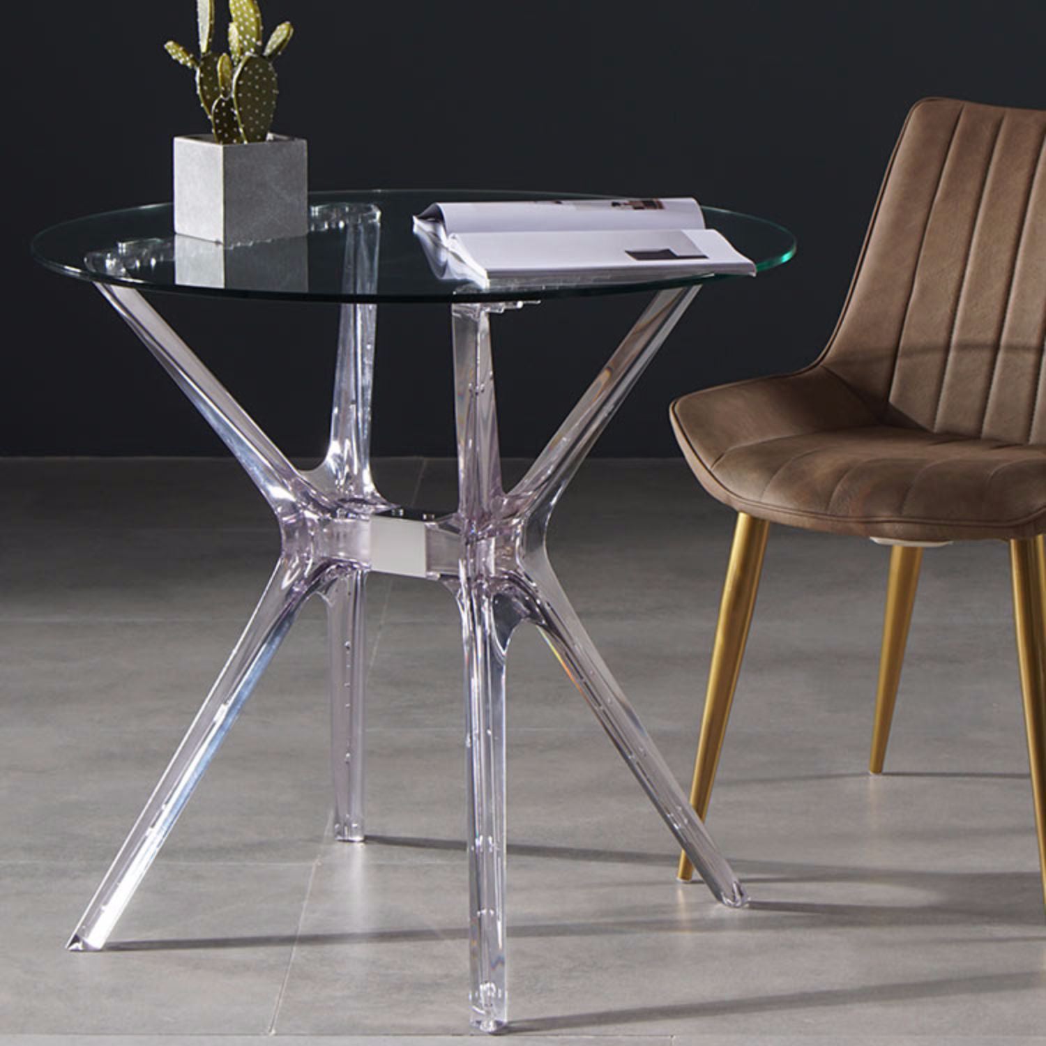 Tavolo da pranzo in stile moderno 31,5 "tavolo da pranzo in vetro rotondo in vetro per uso domestico