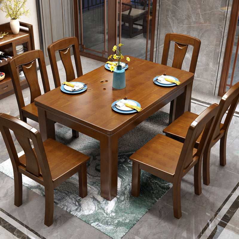 Mid-Century Modern Rectangle Dining Table Solid Wood Dining Table with 4 Legs