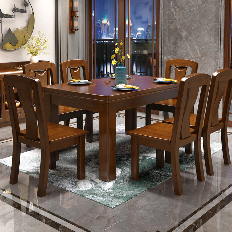 Mid-Century Modern Rectangle Dining Table Solid Wood Dining Table with 4 Legs