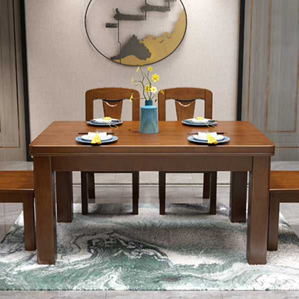 Mid-Century Modern Rectangle Dining Table Solid Wood Dining Table with 4 Legs