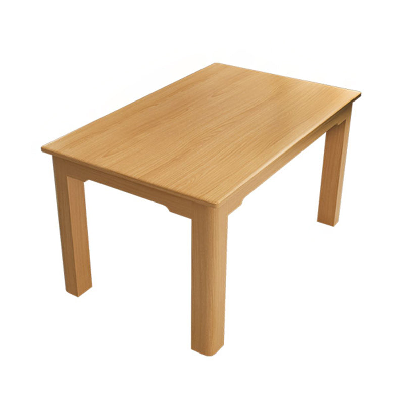 Mid-Century Modern Solid Wood Dining Table Beech Wood Top Table with 4 Legs
