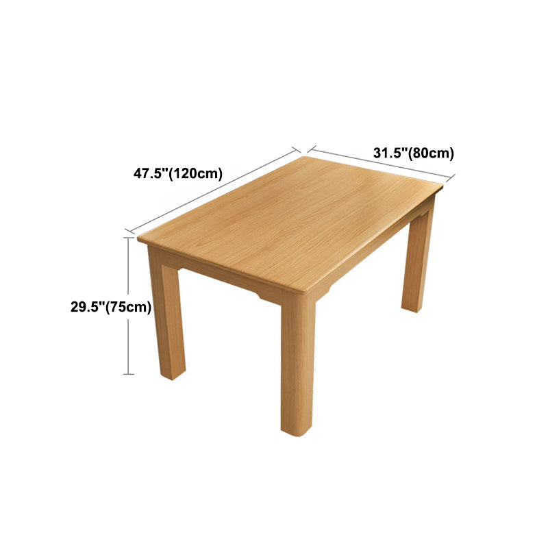 Mid-Century Modern Solid Wood Dining Table Beech Wood Top Table with 4 Legs