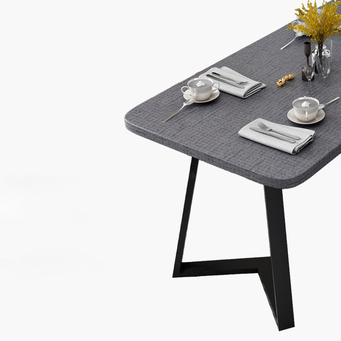 Metal Industrial Rectangle Dining Table Grey Wood Top Table with Sled Base