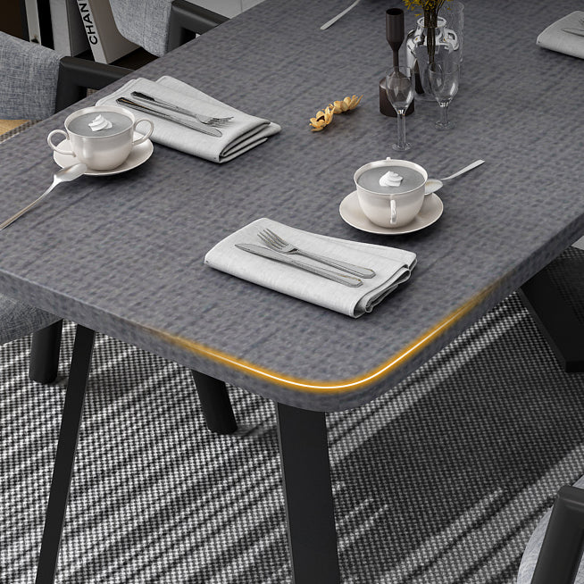 Metal Industrial Rectangle Dining Table Grey Wood Top Table with Sled Base