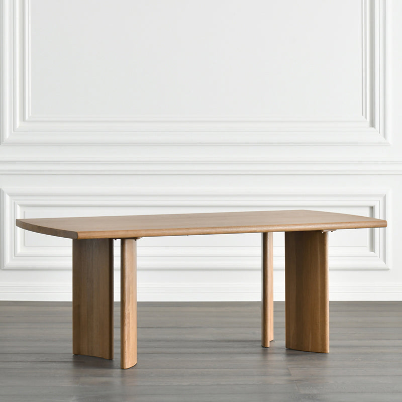 Rectangle Industrial Dining Table 4 Legs Fixed Table with Solid Wood