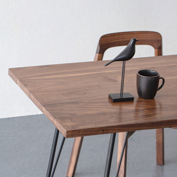 Mesa de comedor rectangular de estilo industrial, mesa fija de madera con madera maciza