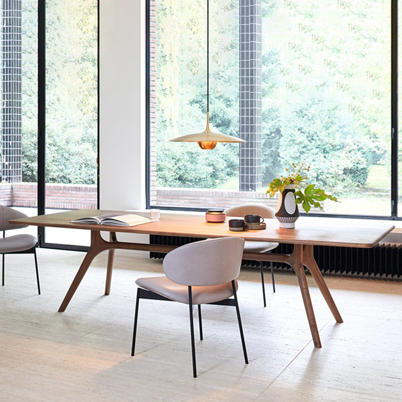 Rectangle Wood Dining Table Pine Solid Wood Table Modern with Trestle Base