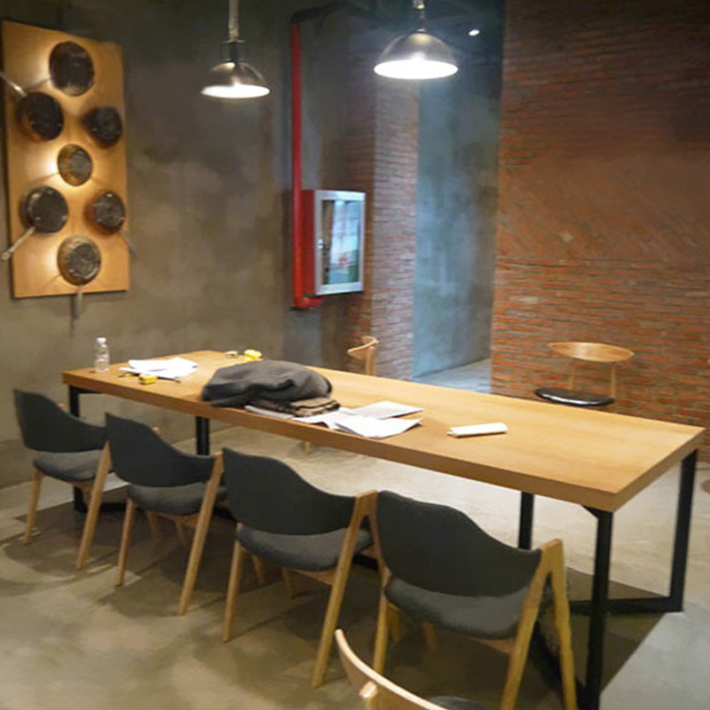 Industrial Rectangle Dining Table Solid Wood Trestle Base Dining Table