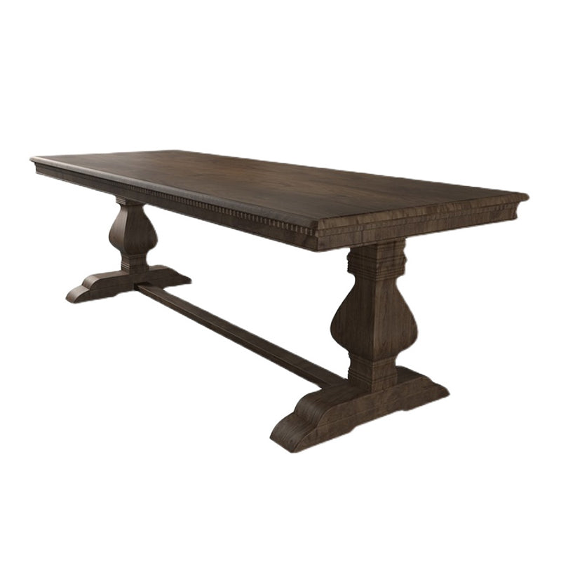 Mid-Century Modern Rectangle Table Solid Wood Dining Table with Trestle Base