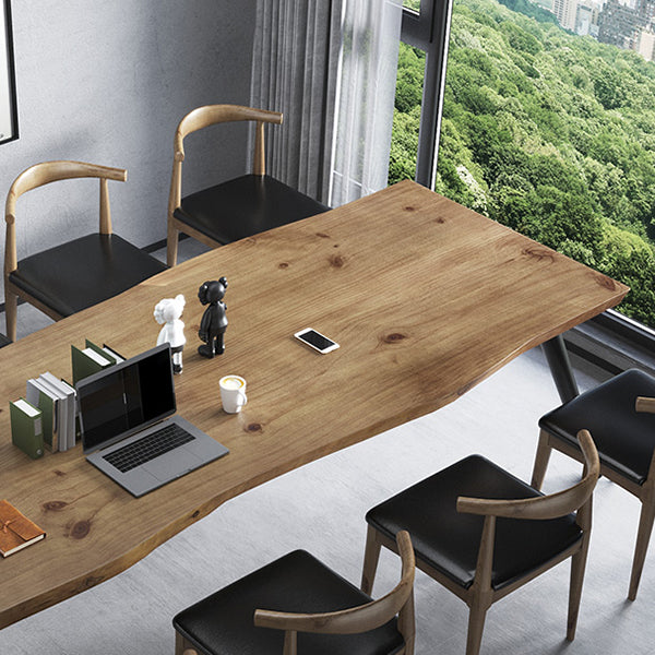 Rectángulo 4 patas Mesa de comedor industrial Mada de madera maciza Mesa de comedor fija