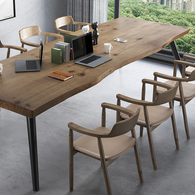 Rectángulo 4 patas Mesa de comedor industrial Mada de madera maciza Mesa de comedor fija