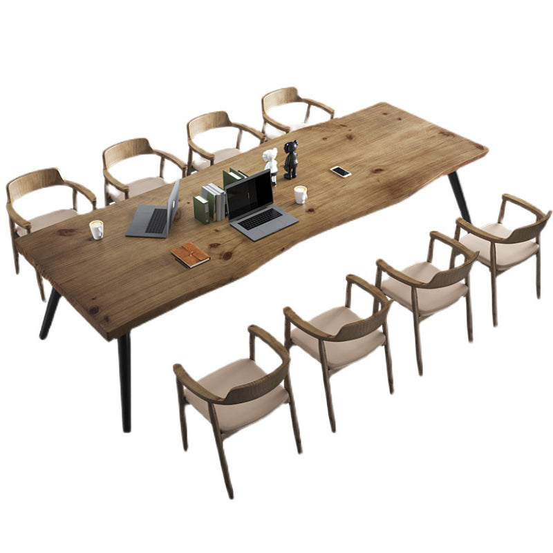 Rectángulo 4 patas Mesa de comedor industrial Mada de madera maciza Mesa de comedor fija