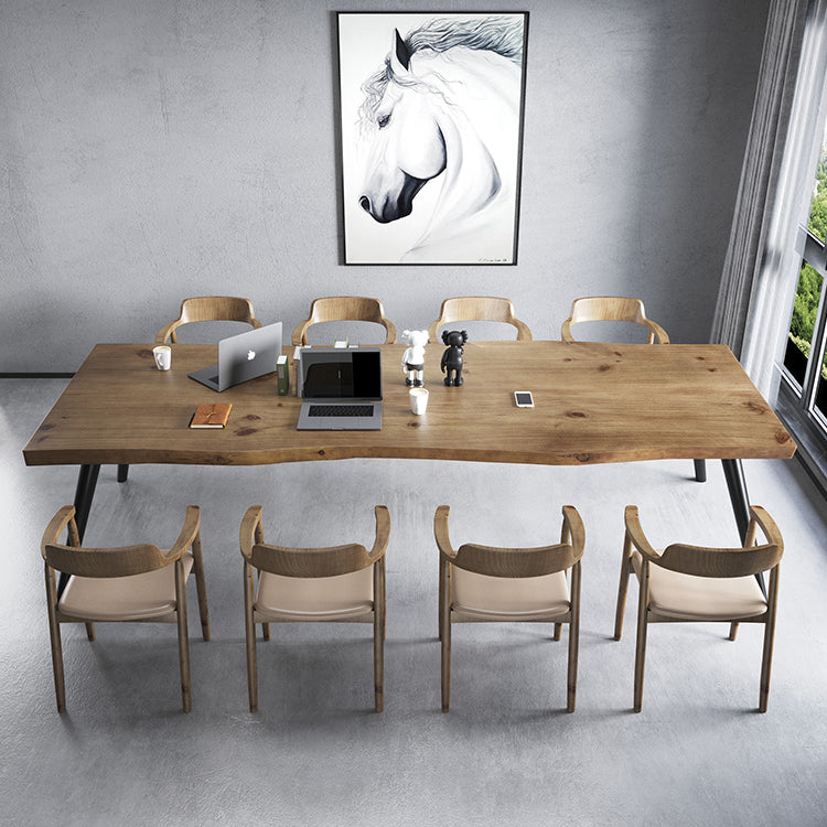 Rectángulo 4 patas Mesa de comedor industrial Mada de madera maciza Mesa de comedor fija
