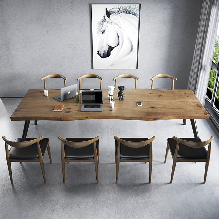 Rectángulo 4 patas Mesa de comedor industrial Mada de madera maciza Mesa de comedor fija