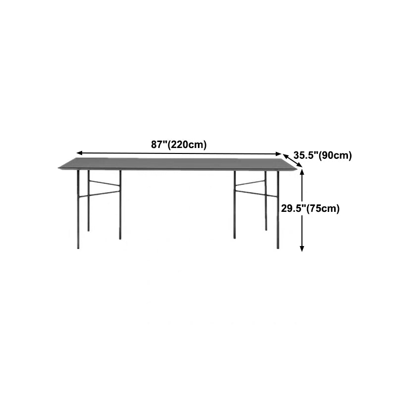 Industrial Style Dining Table Rectangle Solid Wood Black Dining Table with 4 Legs