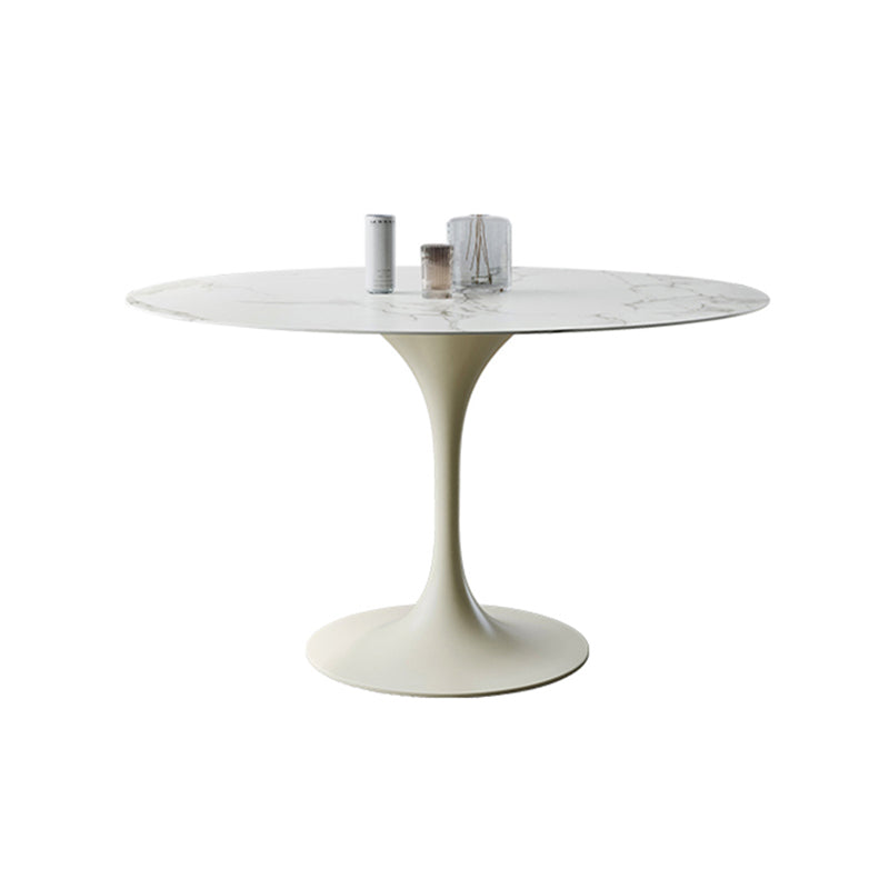 Dinettetafel in eigentijdse stijl, rond stenen meubilair met tulponderstel
