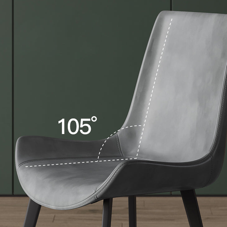 Sillas de comedor de cuero contemporáneas, sillas laterales de comedor con respaldo sólido (juego de 2)