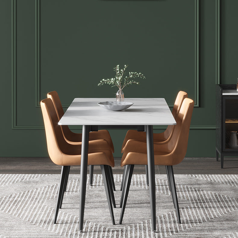 Sillas de comedor de cuero contemporáneas, sillas laterales de comedor con respaldo sólido (juego de 2)