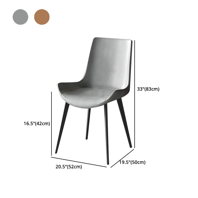 Sillas de comedor de cuero contemporáneas, sillas laterales de comedor con respaldo sólido (juego de 2)