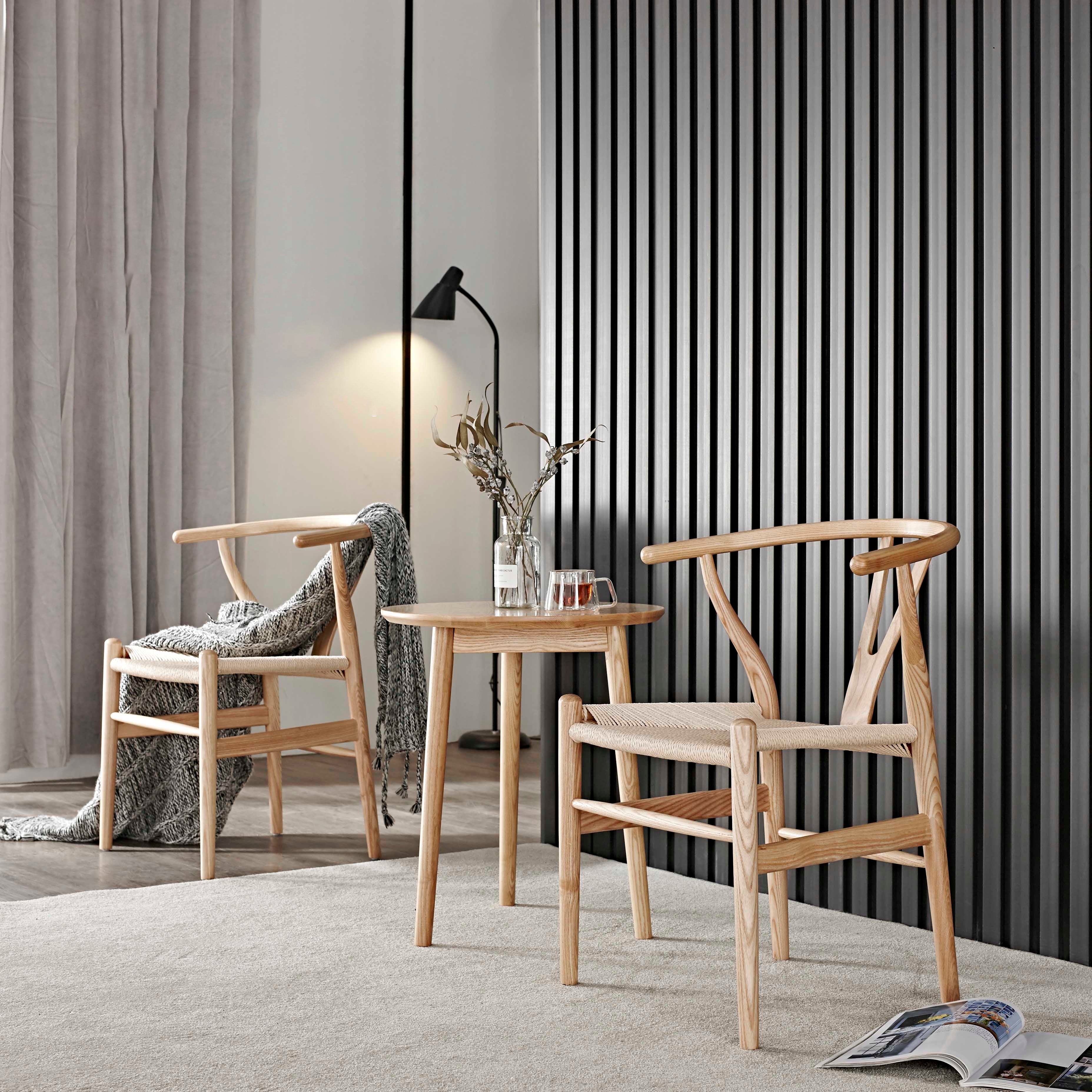 Contemporary Home Wood Arm Chair Natural Wishbone Dining Chair (Set of 2)