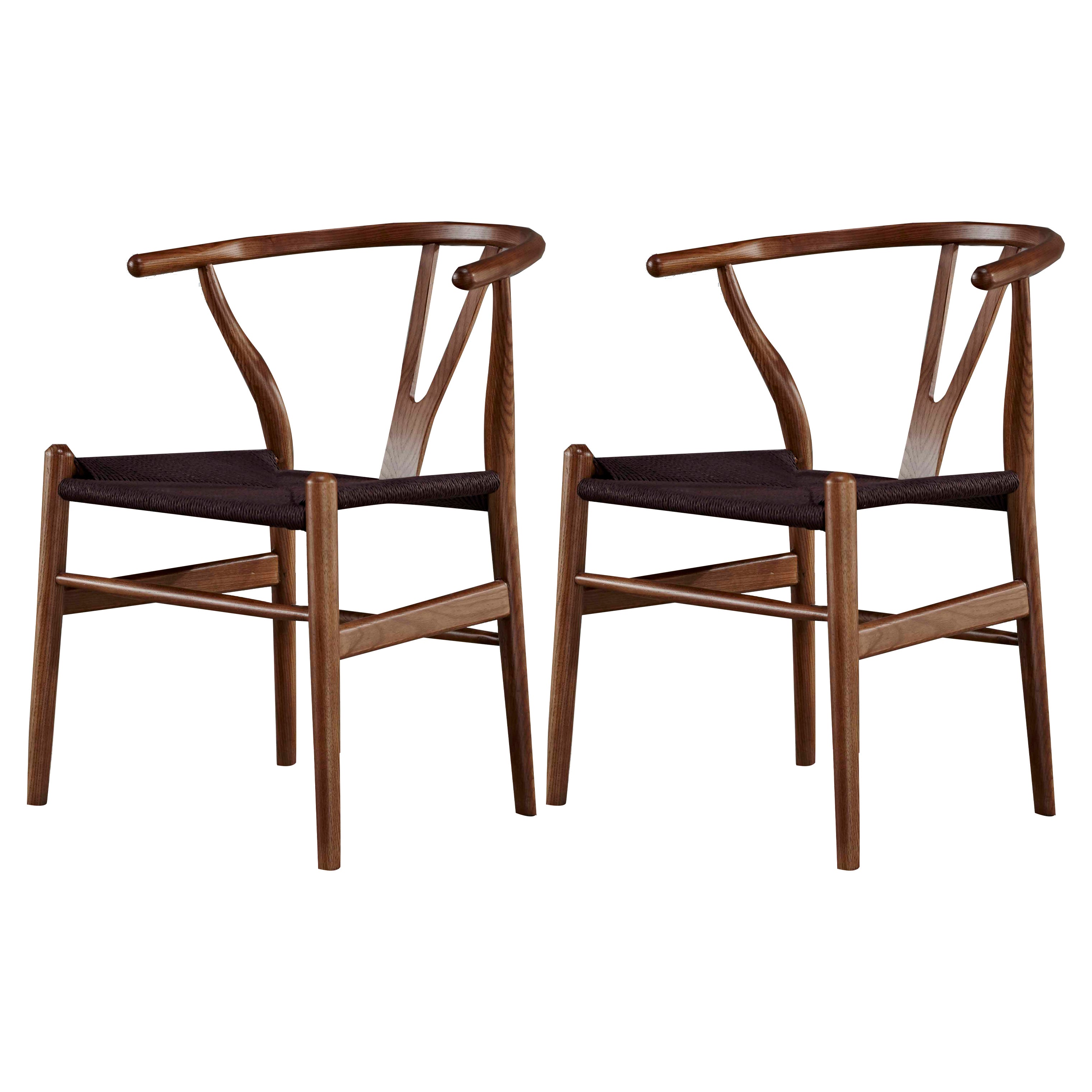 Contemporary Home Wood Arm Chair Natural Wishbone Dining Chair (Set of 2)