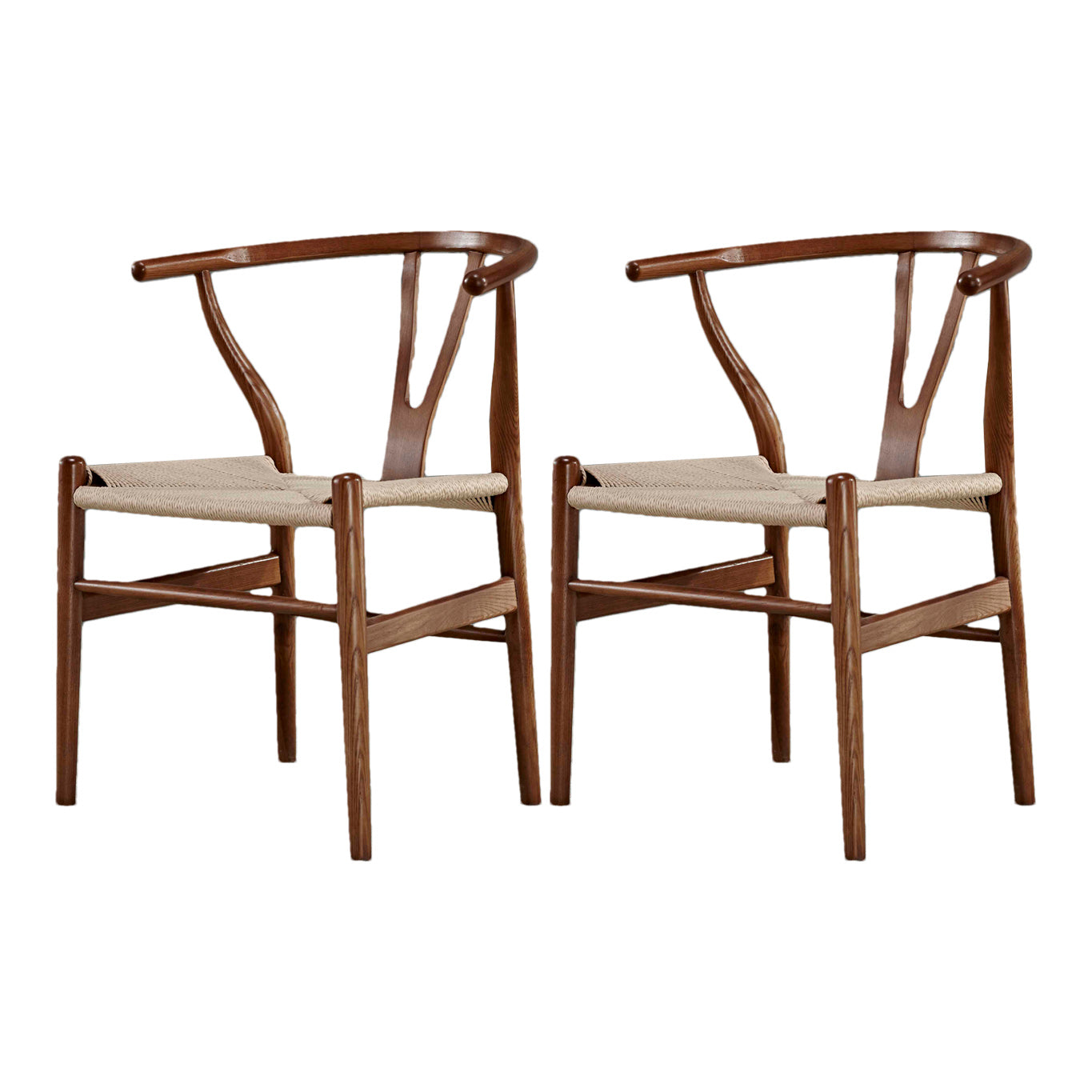 Contemporary Home Wood Arm Chair Natural Wishbone Dining Chair (Set of 2)