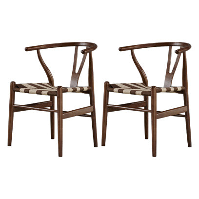 Contemporary Home Wood Arm Chair Natural Wishbone Dining Chair (Set of 2)