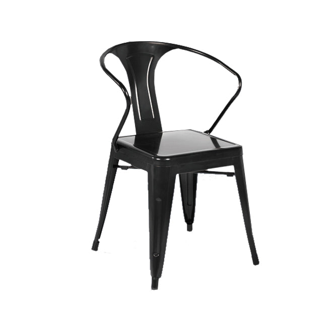 Industriële eetgelegenheden stackbare fauteuil met metalen benen (set van 4)