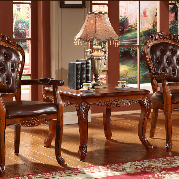 Sillones de comedor victorianos tapizados Sillones capitoné con patas de madera (juego de 2)