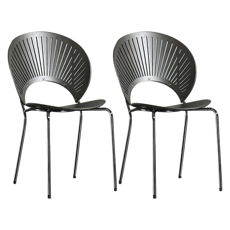 Sillas de metal de estilo industrial, silla lateral con respaldo abierto para comedor (juego de 2)