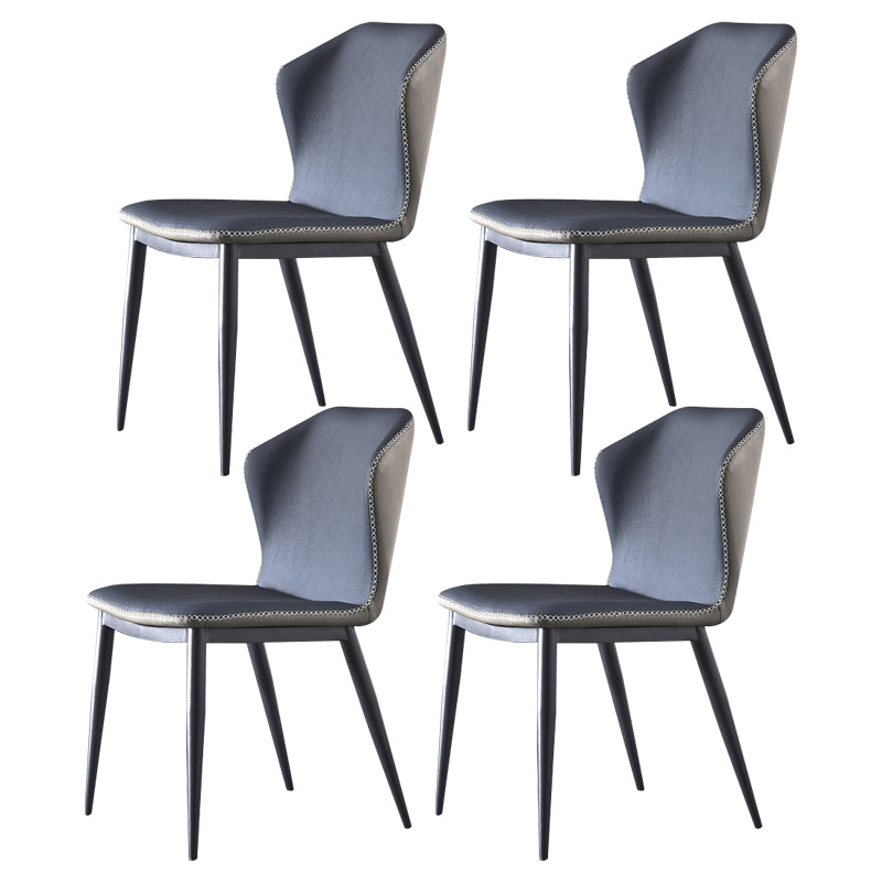 Sillas laterales sin brazos de comedor de cuero con respaldo de estilo industrial (juego de 4)
