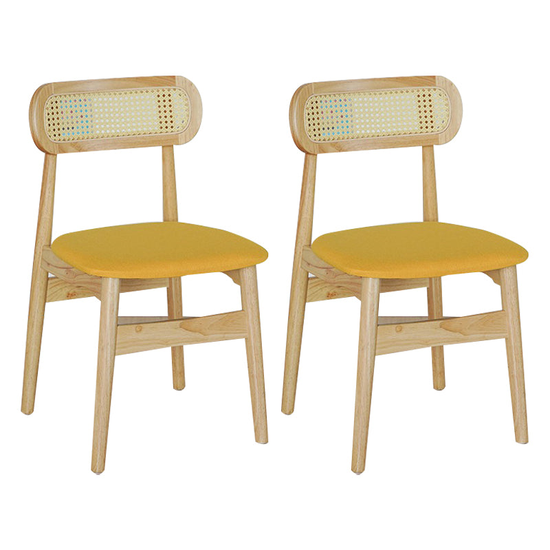 Silla de comedor de madera de estilo tradicional, silla auxiliar de comedor sin brazos con respaldo abierto (juego de 2)
