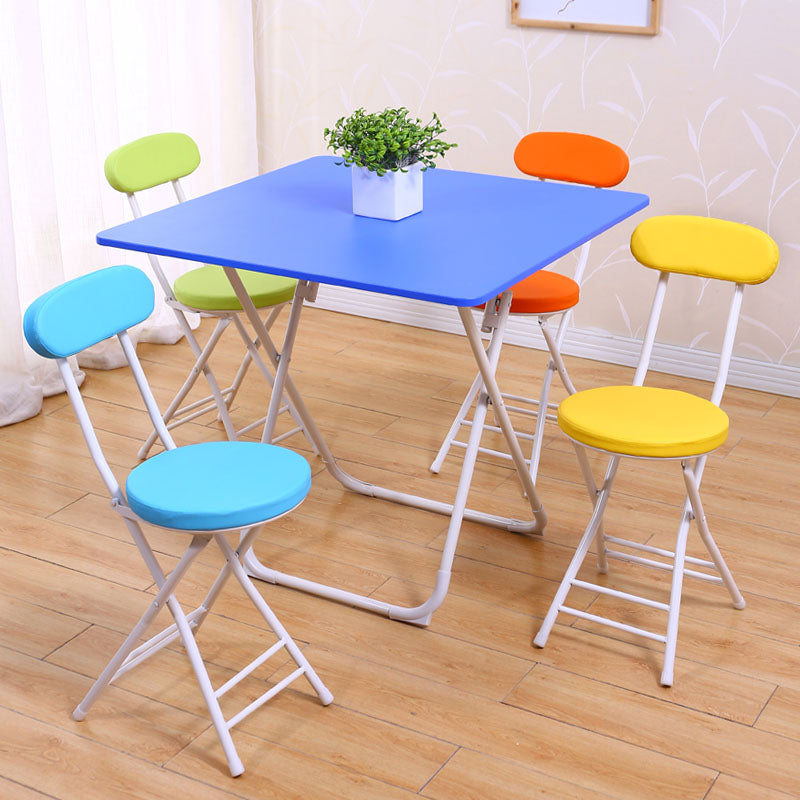Silla de comedor plegable tapizada abierta industrial con acabado mate