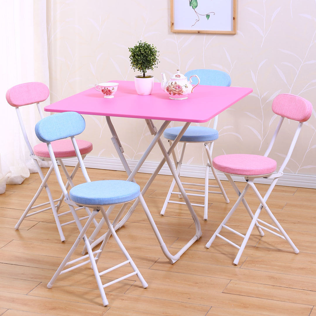 Silla de comedor plegable tapizada abierta industrial con acabado mate