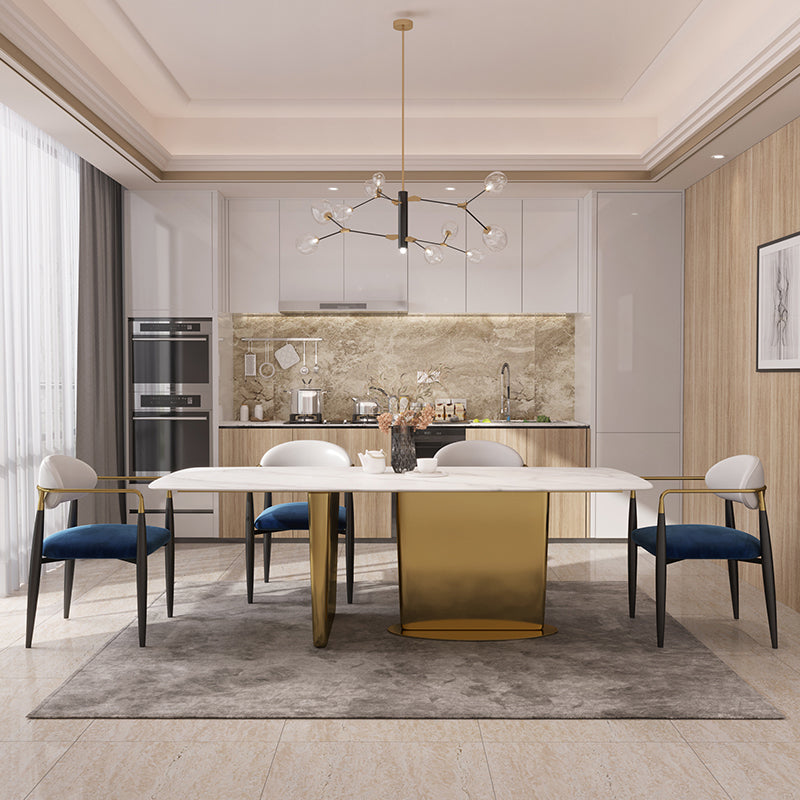 Silla de comedor con respaldo abierto tapizada con brazo de estilo diseñador